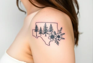 Texas 
Washington 
Connecticut 
All separate 
State trees and flowers tattoo idea