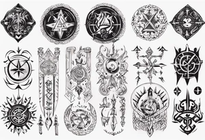 Upper arm sleeve of nordic symbols tattoo idea