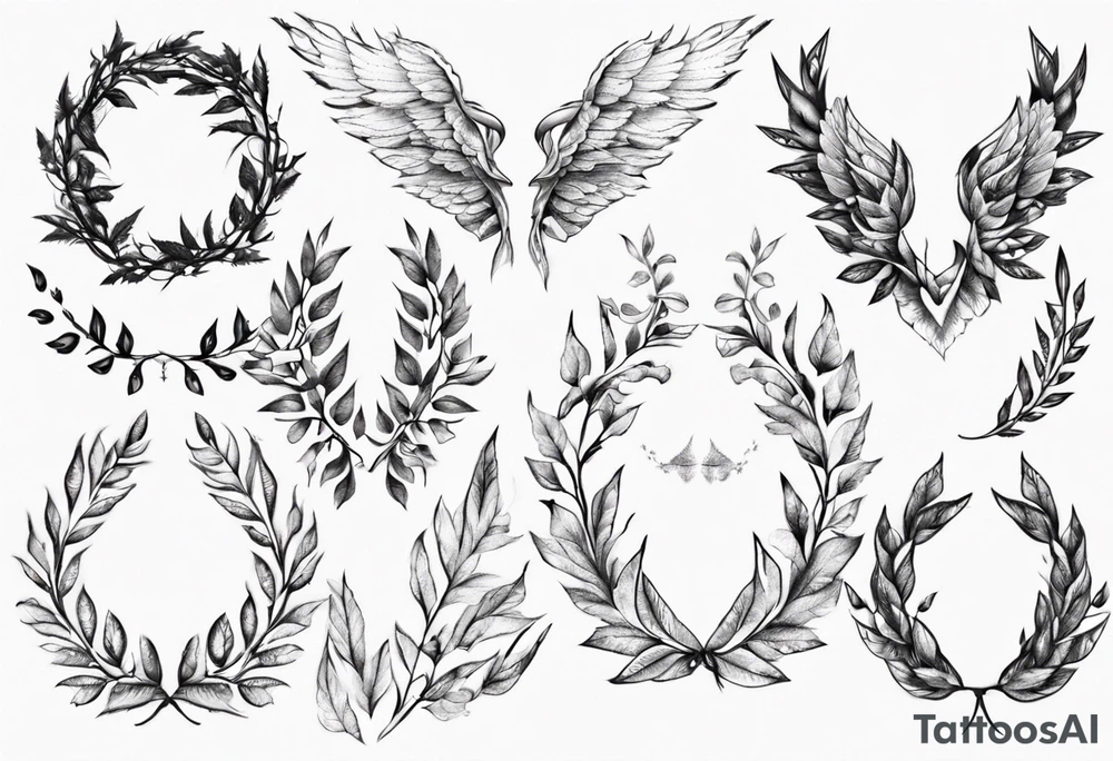 wreath leaves Wings tattoo idea