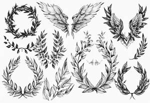 wreath leaves Wings tattoo idea