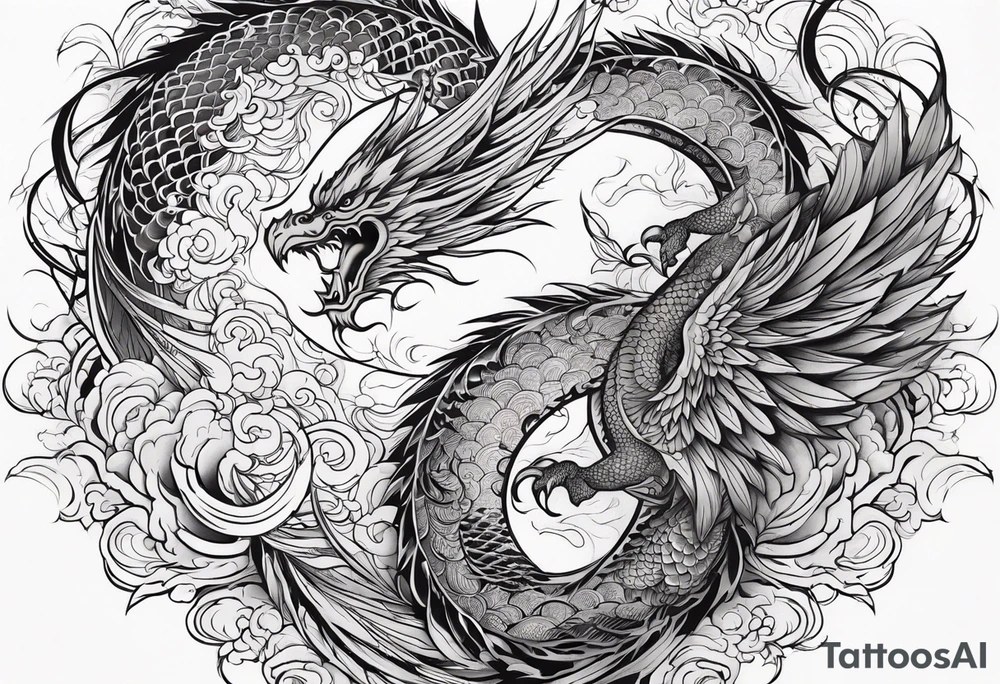 Phoenix and dragon tattoo idea
