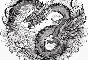 Phoenix and dragon tattoo idea