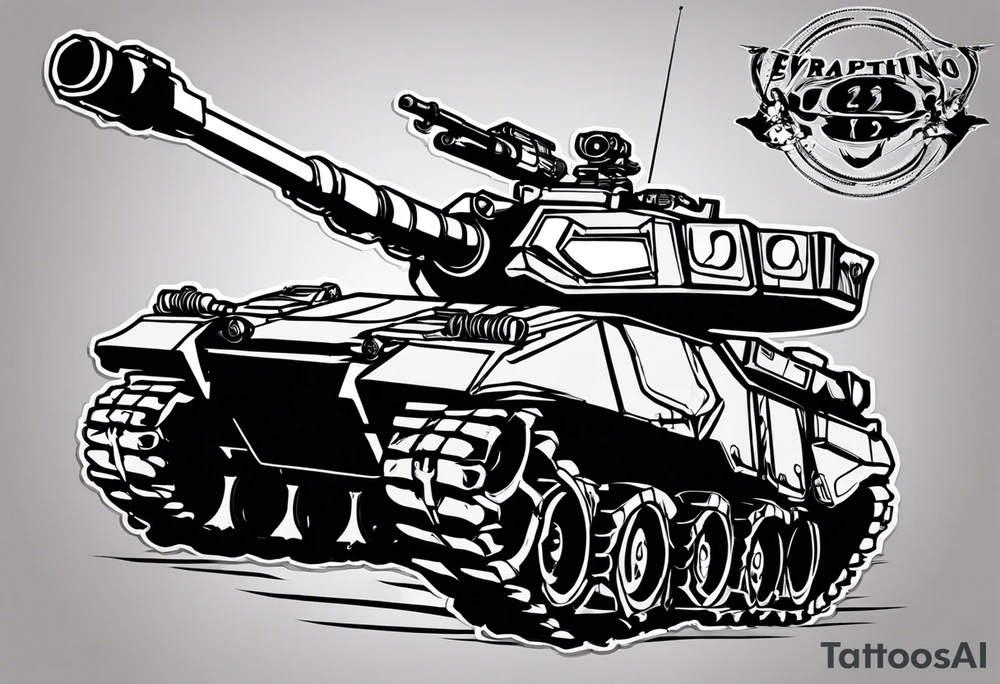 Small to medium sized tattoo of a halo 3 scorpion tank. Make sure you use the actual design of the halo 3 tank. Have the tank trampling over the word "everything" in the halo 3 font. Add the text word 'everything' to the bottom tattoo idea