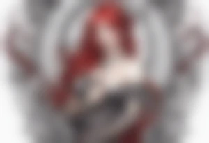 Lilith with red hair and serpent tattoo idea