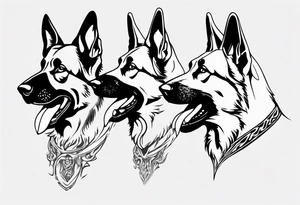 Snarling side profile German shepherd dog tattoo idea