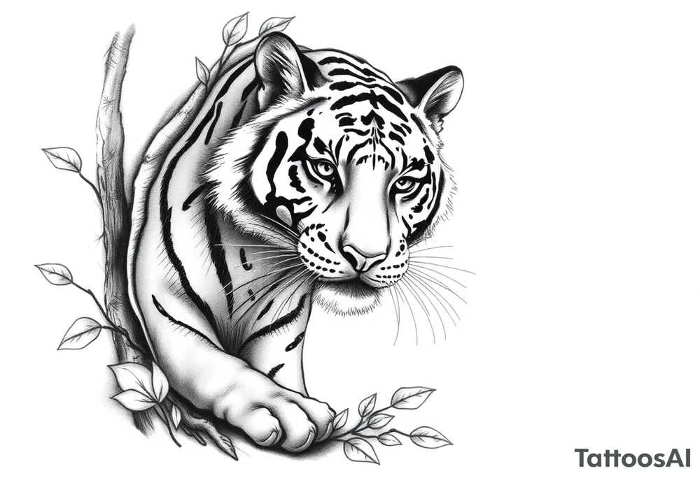a tiger cleverly hiding, hard to see
in the woods tattoo idea