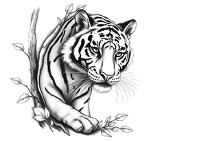 a tiger cleverly hiding, hard to see
in the woods tattoo idea