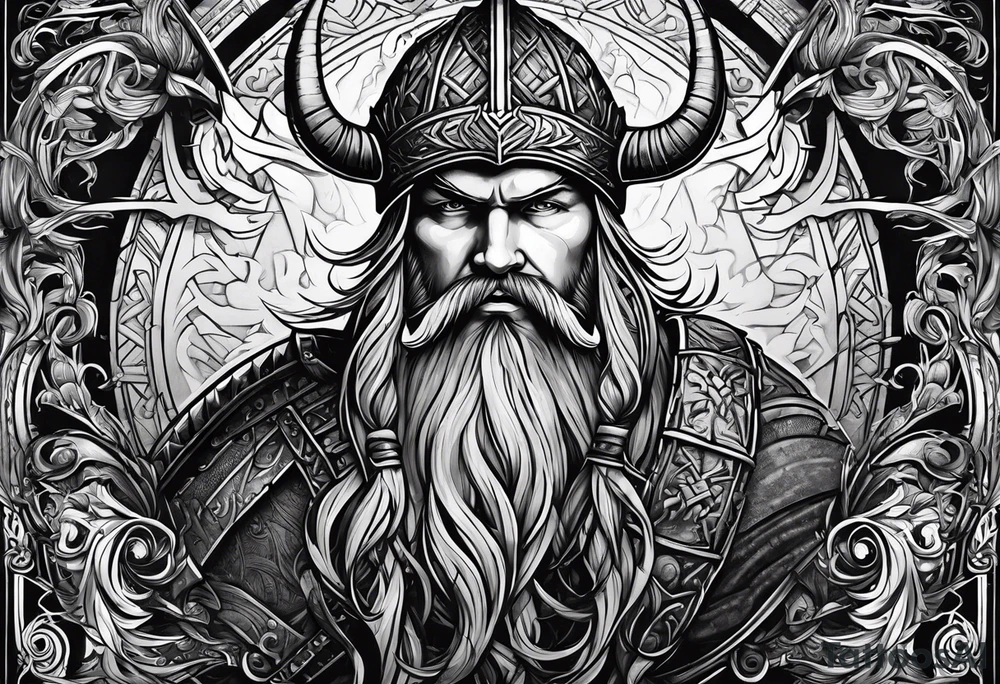 The Viking is at the bottom of the stairs that lead to the gate to Valhalla. tattoo idea