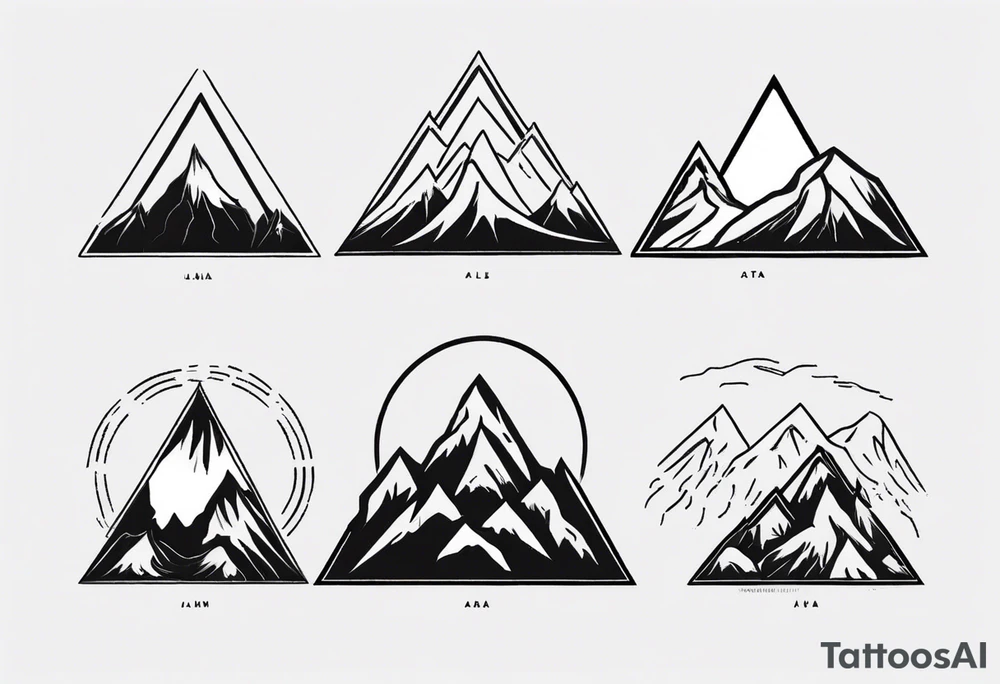 Four peak line art mountain tattoo tattoo idea