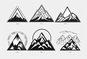Four peak line art mountain tattoo tattoo idea