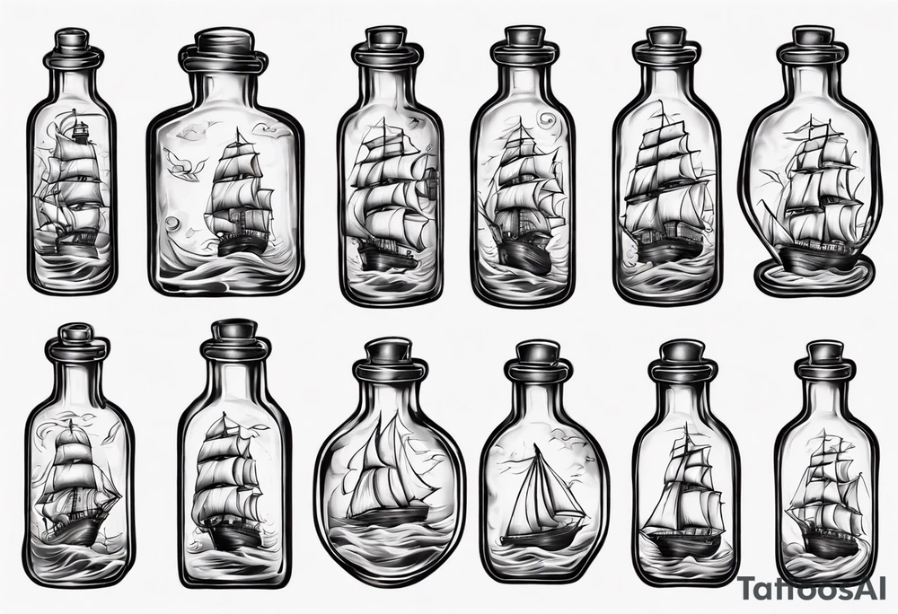 Sailing ship in a bottle tattoo idea
