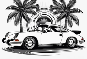 laurel wreath, porsche, palm tree tattoo idea