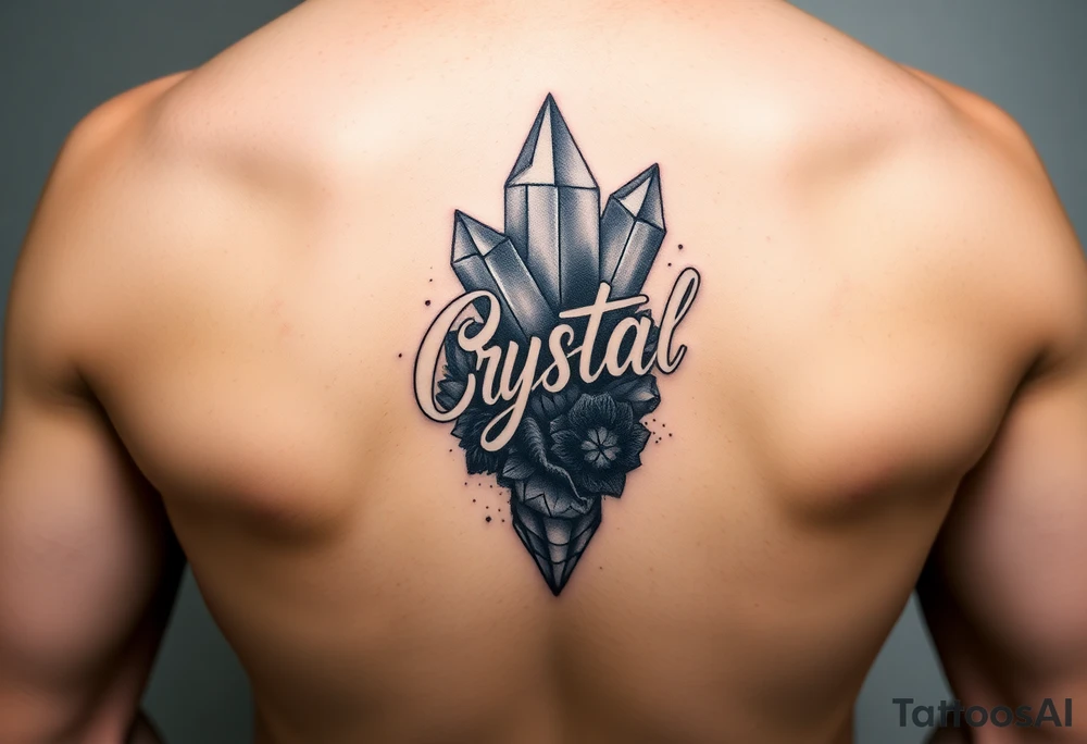 Lettering Crystal tattoo idea