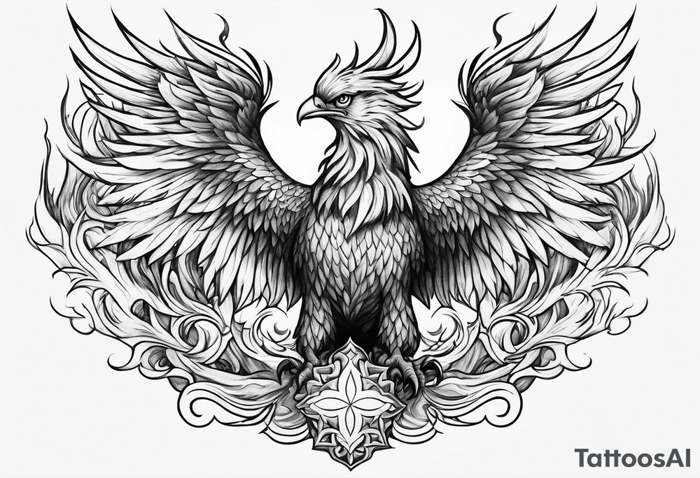 Phoenix rising from flames tattoo idea