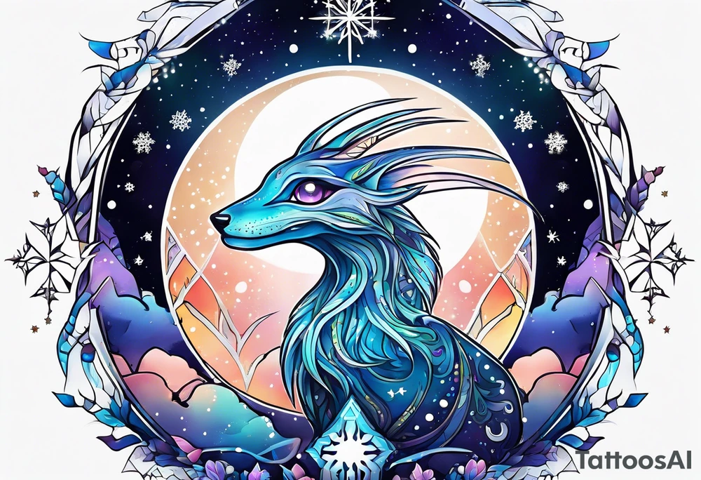Constellation, animal alien, snowflake tattoo idea