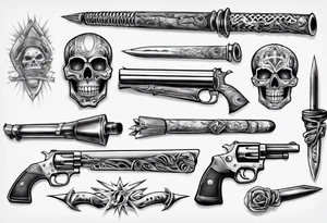 realistic chicano
weapons and gangsters tattoo idea