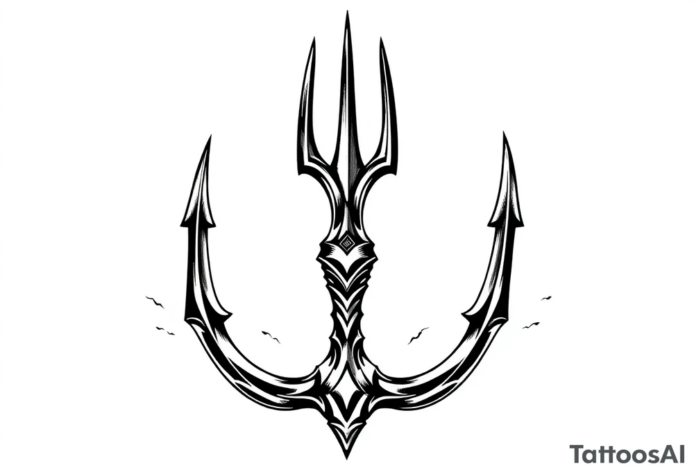 trident with cool background tattoo idea