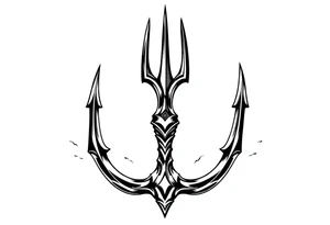 trident with cool background tattoo idea