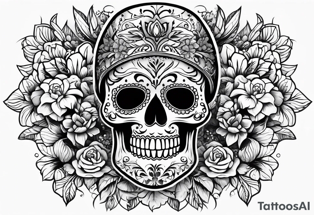 Day of dead skull with white background tattoo idea
