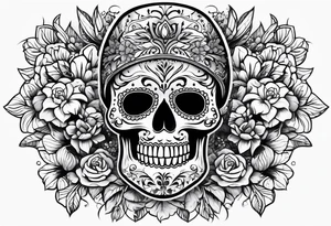 Day of dead skull with white background tattoo idea