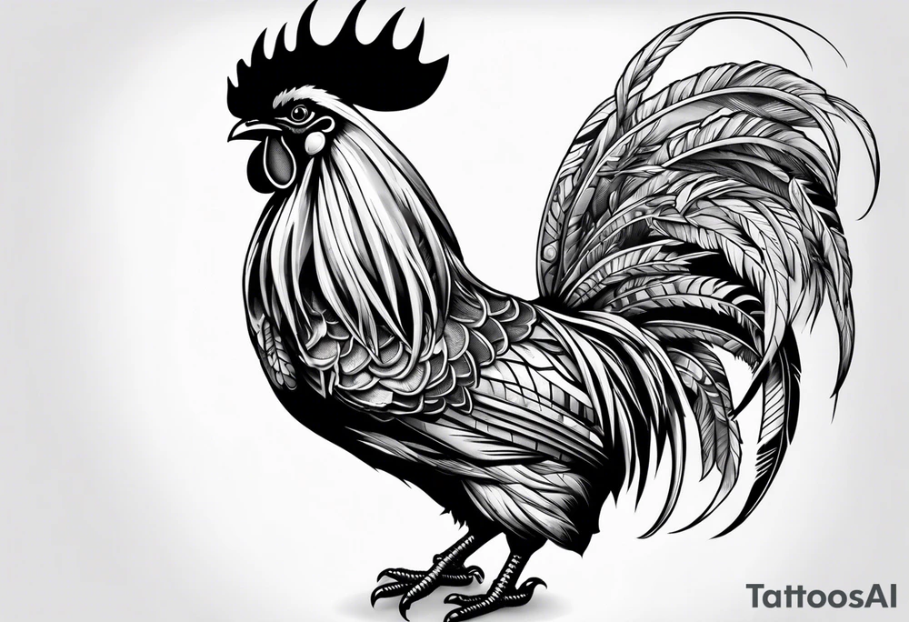 rooster machine gun tattoo idea