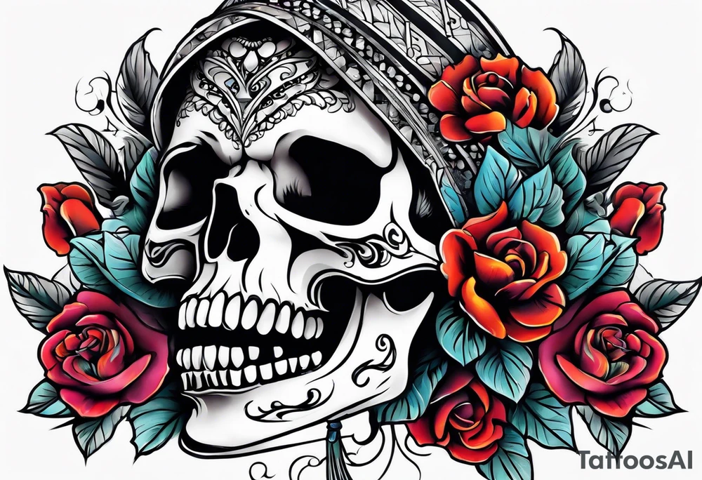 Broken skull gypsy tattoo idea