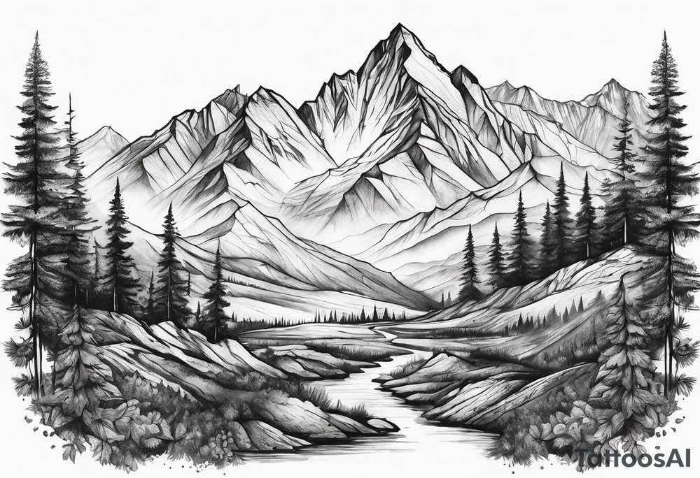 Mountains, concept tattoo idea