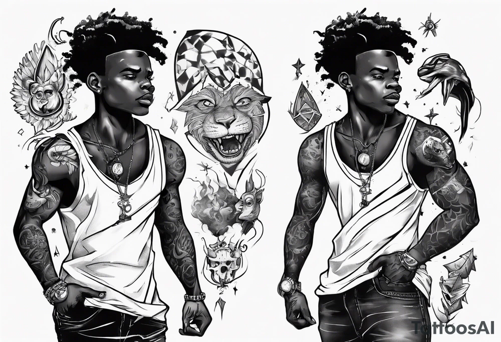 Adventurous black boy who is playful and has zero fear and ready to tackle the world tattoo idea
