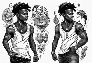 Adventurous black boy who is playful and has zero fear and ready to tackle the world tattoo idea