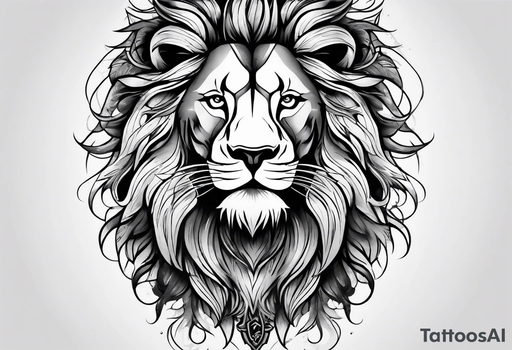 Man tattoo under the sign of a lion tattoo idea