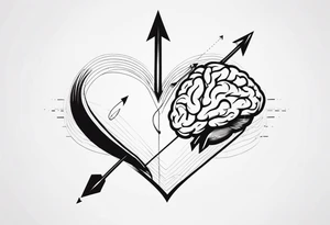 Picture of a heart and brain with an arrow pointing down underneath tattoo idea
