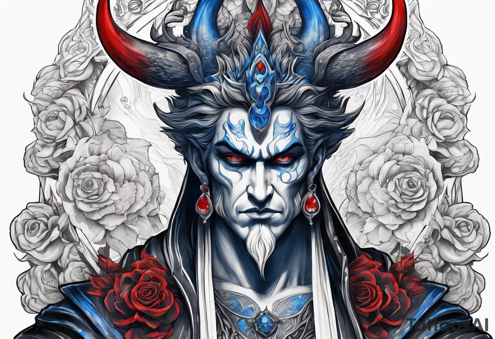 Hades with blue and red
shadowns tattoo idea