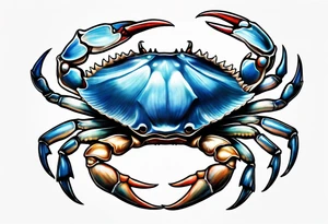 A blue crab claw and scallop seashell tattoo idea