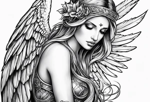 Angel with prayer hands tattoo idea