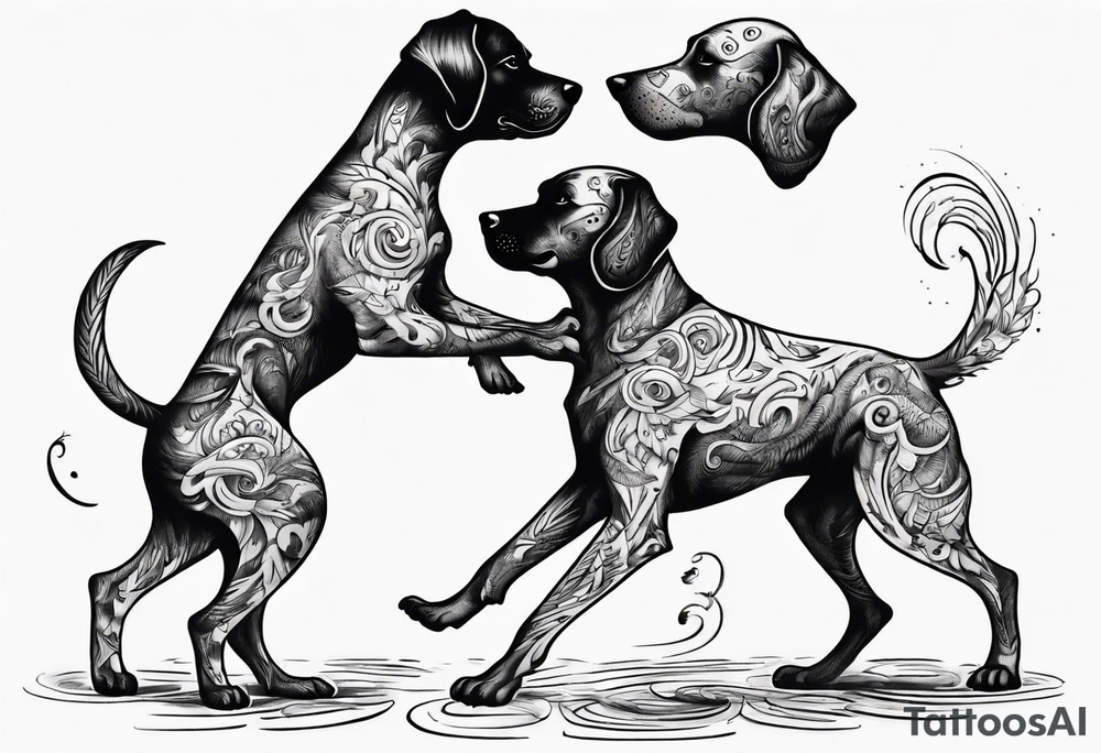 two dogs dancing on their hind legs. tattoo idea