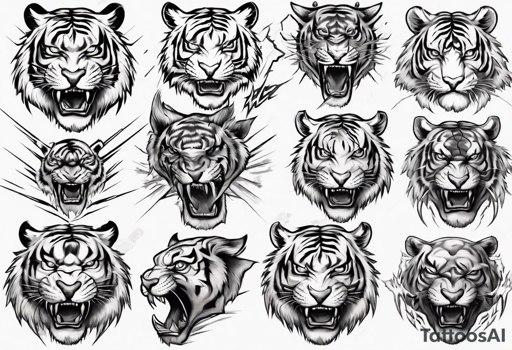 mythical ferocious tiger with lightning around it tattoo idea mythical ferocious tiger with lightning around it tattoo idea