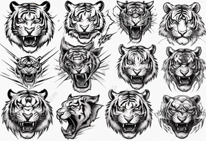 mythical ferocious tiger with lightning around it tattoo idea