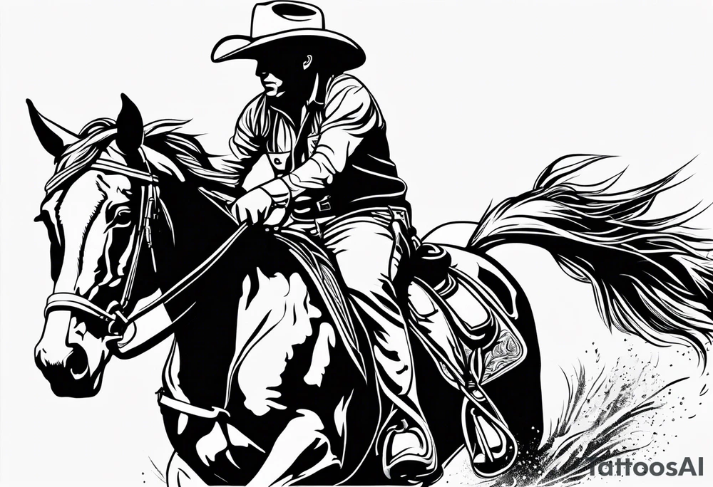 australian cowboy themed tattoo bucking horse cattle campdraft Australian stockman tattoo outline tattoo idea