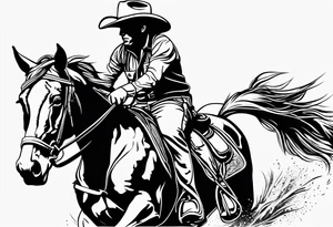 australian cowboy themed tattoo bucking horse cattle campdraft Australian stockman tattoo outline tattoo idea