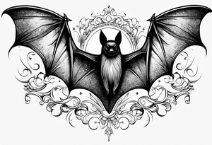 A bat coming out of clouds with sparkles tattoo idea