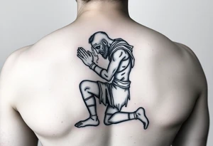 Exhausted praying warrior on one knee tattoo idea