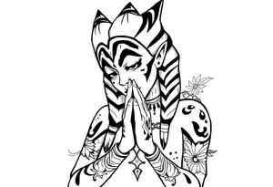Ahsoka praying Chicano style tattoo idea