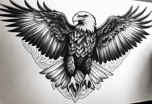 Hyper realistic black and white eagle chest tattoo tattoo idea