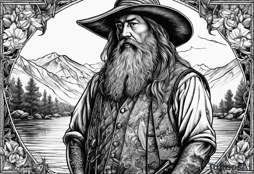 fisherman standing tattoo idea