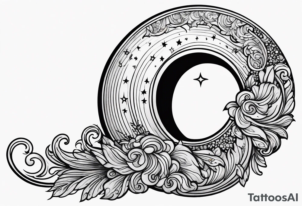 Small crescent moon with a rainbow tattoo idea