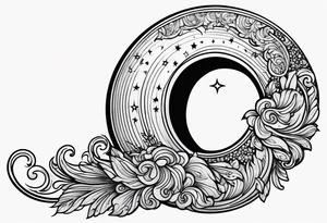 Small crescent moon with a rainbow tattoo idea