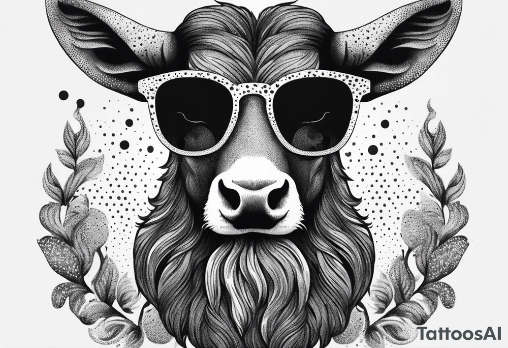 capricorn with beard and sunglasses tattoo idea