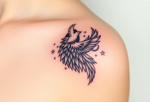 Wolf howling moon stars dove tattoo idea