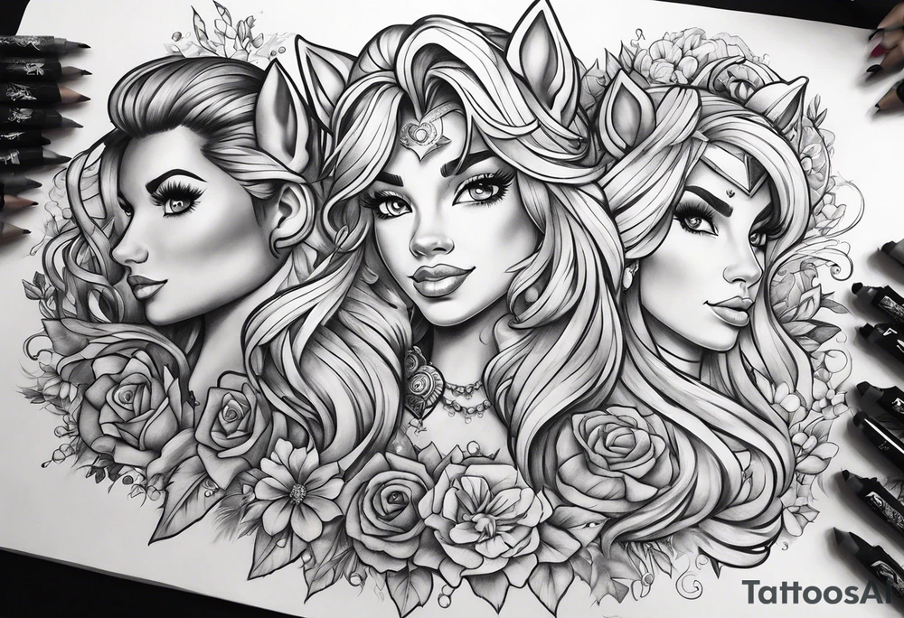 Full sleeve with my little pony, Jen and the hollograms tattoo idea