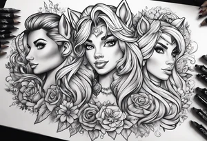 Full sleeve with my little pony, Jen and the hollograms tattoo idea